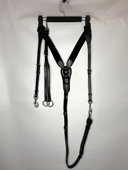 Подперсье с резинками чёрное LeatherArt  FULL